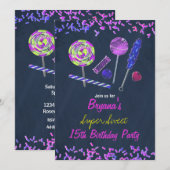 Invitation Chalkboard Candy Land Sweets Chalk Doodles Party (Devant / Derrière)