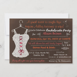 Invitation Chalkboard canneberge dentelle Lingerie Douche