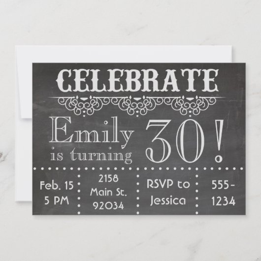Invitation Chalkboard : Célébrer (Devant)