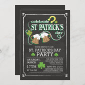 Invitation Chalkboard Célébrer St Patrick's Day Dinner Party (Devant / Derrière)