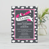 Invitation Chalkboard C'est une fille ! Baby shower des fille (Debout devant)