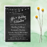 Invitation Chalkboard Chaîne éclaire après la fête du Mariage<br><div class="desc">Cette carte de réception de mariage sophistiquée mais rustique présente une image d'arrière - plan en damier texturé, superposée, représentant des cordes blanches scintillantes. J'ai ajouté une police de script élégante et tourbillonnante de ma collection pour rendre des graphiques représentant les mots "Après la fête du Mariage"; au dos, j'ai...</div>