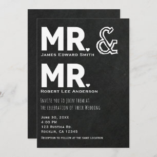 Invitation Chalkboard Chalk M. et M. Gay Fiançailles Mariage