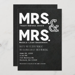 Invitation Chalkboard Chalk Mme. & Mme Mariage Fiançailles