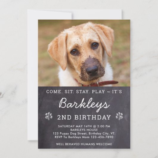 Invitation Chalkboard Chien Chien Chien Chien Chien Anniversa (Devant)