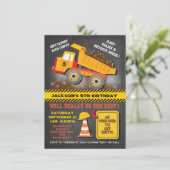 Invitation Chalkboard Chump Truck Construction Anniversaire (Debout devant)