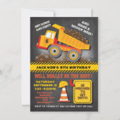 Invitation Chalkboard Chump Truck Construction Anniversaire (Devant)
