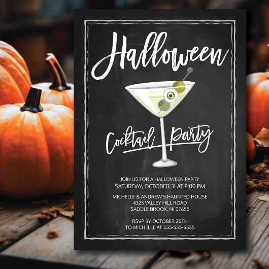Invitation Chalkboard Cocktail Party Halloween