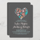 Invitation Chalkboard coeur jolie plage (Devant / Derrière)