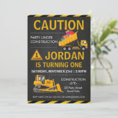 Invitation Chalkboard Construction Anniversaire du parti RSVP (Debout devant)
