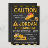 Invitation Chalkboard Construction Anniversaire du parti RSVP (Devant / Derrière)