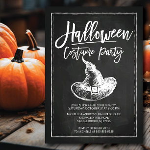 Invitation Chalkboard Costume Party Halloween Party