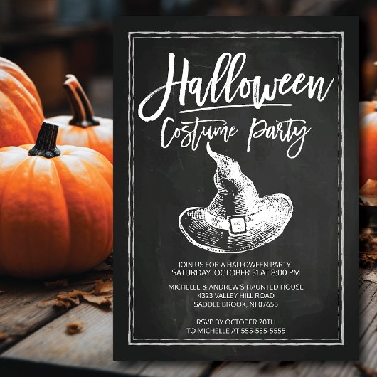 Invitation Chalkboard Costume Party Halloween Party