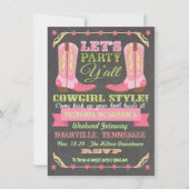 Invitation Chalkboard Cowgirl Bachelorette Week-end Getaway (Devant)
