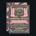 Invitation Chalkboard Cowgirl Bachelorette Week-end Getaway<br><div class="desc">Western Chalkboard Cowgirl Bachelorette week-end d'invitation à une destination. Dispose de bottes de cowboy et de typographie amusante sur un arrière - plan de tableau noir. Idéal pour une escapade de fin de semaine, des vacances, une fête de bachelorette ou une fête d'anniversaire. Illustration tirée à la main par McBooboo....</div>