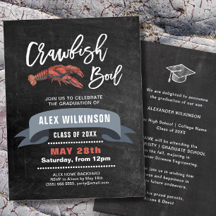 Invitation Chalkboard Crawfish BQ Party de graduation de l'éb