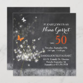 Invitation Chalkboard Dandelion 50e anniversaire fête (Devant / Derrière)