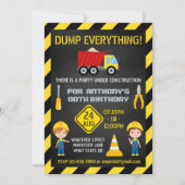 Invitation Chalkboard de construction photo d'anniversaire de (Devant)