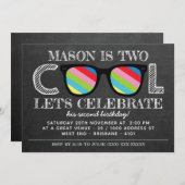 Invitation Chalkboard Deux Cool Deux Ans Anniversaire (Devant / Derrière)