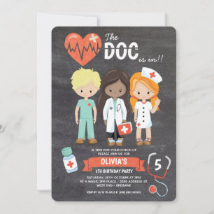 Invitation Chalkboard Doc est en Docteur Anniversaire