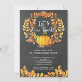 Invitation Chalkboard Donner Merci PumpkinThanksgiving Dîner (Devant)
