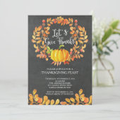 Invitation Chalkboard Donner Merci PumpkinThanksgiving Dîner (Debout devant)