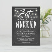 Invitation Chalkboard Eat Drink & Be Married Wedding Invite (Debout devant)