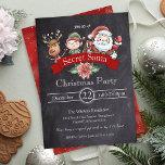 Invitation Chalkboard échange cadeau secret Père Noël Noël<br><div class="desc">Créez une excitation instantanée avec cette unique invitation secrète Père Noël Noël pour votre fête de bureau, échange de cadeaux ou dîner avec un arrière - plan de tableau noir captivant! Personnalisez le texte pour lire ce que vous voulez pour un sonnette d'éléphant blanc et faire la fête comme aucun...</div>