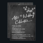Invitation Chalkboard Edison éclaire après la fête du Mariage<br><div class="desc">Dans ce joli design sur le thème du mariage, j'ai utilisé une police de calligraphie élégante et moderne pour créer une maquette de typographie blanche en lisant "Après la fête du Mariage". De part et d'autre, l'arrière - plan était couvert d'une image représentant un tableau de bord texturé. Superposition qui...</div>