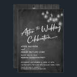 Invitation Chalkboard Edison éclaire après la fête du Mariage<br><div class="desc">Dans ce joli design sur le thème du mariage, j'ai utilisé une police de calligraphie élégante et moderne pour créer une maquette de typographie blanche en lisant "Après la fête du Mariage". De part et d'autre, l'arrière - plan était couvert d'une image représentant un tableau de bord texturé. Superposition qui...</div>