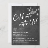Invitation Chalkboard Edison Lights Modern Celebrate with Us (Devant)