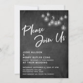 Invitation Chalkboard Edison Lights S'Il Vous Plaît Rejoignez (Devant)