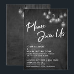 Invitation Chalkboard Edison Lights S'Il Vous Plaît Rejoignez<br><div class="desc">Dans ce joli design faire-part de mariage, j'ai utilisé une police de calligraphie élégante et moderne pour créer une maquette de typographie blanche avec la mention "Joignez-vous à nous". De part et d'autre, l'arrière - plan était couvert d'une image représentant un tableau de bord texturé. Superposition qui est un amas...</div>