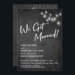 Invitation Chalkboard Edison Lumières Moderne Nous Nous Somme<br><div class="desc">Dans ce joli design sur le thème du mariage, j'ai utilisé une police de calligraphie élégante et moderne pour créer une maquette de typographie blanche avec la mention "Nous nous sommes mariés !". De part et d'autre, l'arrière - plan était couvert d'une image représentant un tableau de bord texturé. Superposition...</div>