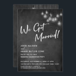 Invitation Chalkboard Edison Lumières Moderne Nous Nous Somme<br><div class="desc">Dans ce joli design sur le thème du mariage, j'ai utilisé une police de calligraphie élégante et moderne pour créer une maquette de typographie blanche avec la mention "Nous nous sommes mariés !". De part et d'autre, l'arrière - plan était couvert d'une image représentant un tableau de bord texturé. Superposition...</div>