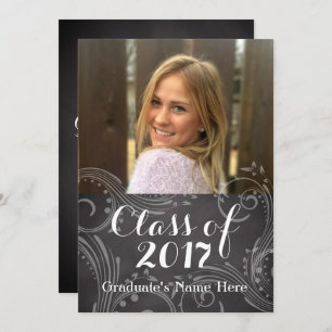 Invitation Chalkboard Elegant Class of 2016 Photo Graduation