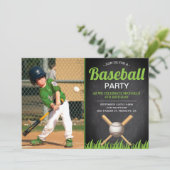 Invitation Chalkboard Enfants Baseball Anniversaire Photo (Debout devant)