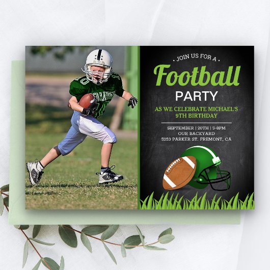 Invitation Chalkboard Enfants Football Anniversaire Photo
