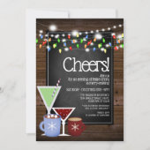 Invitation Chalkboard et Bois Christmas Cocktail Party (Devant)