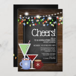 Invitation Chalkboard et Bois Christmas Cocktail Party<br><div class="desc">Jardin amusant et thème du bois pour ces belles invitations à Noël</div>