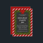 Invitation Chalkboard et l'invitation à la fête de la Gare<br><div class="desc">Cette invitation en tableau noir de vacances est décorée de guirlande de sainte et de pin,  un ruban plaid sur un arrière - plan rayé rouge et blanc. Modifier l'événement,  le titre,  la date,  l'emplacement,  l'adresse,  le RSVP,  le numéro de téléphone et le nom d'hôte.</div>