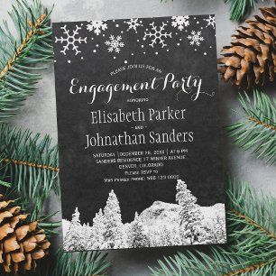 Invitation Chalkboard fête d'engagement hivernale des merveil