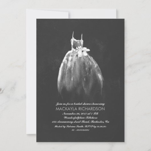 Invitation Chalkboard Fête des mariées Élégante Gown de Maria (Devant)