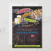 Invitation Chalkboard Fiesta Tacos Tequila & Brew Baby shower (Devant)