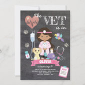 Invitation Chalkboard Fille Vet fête d'anniversaire (Devant)