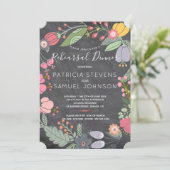 Invitation Chalkboard fleuris colorés wreath répétition dîner (Debout devant)