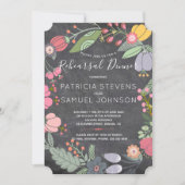 Invitation Chalkboard fleuris colorés wreath répétition dîner (Devant)