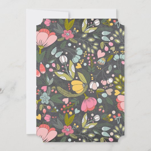 Invitation Chalkboard fleuris colorés wreath répétition dîner (Dos)