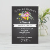 Invitation Chalkboard fleurs roses mariages couples douche (Debout devant)