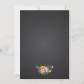 Invitation Chalkboard fleurs roses mariages couples douche (Dos)